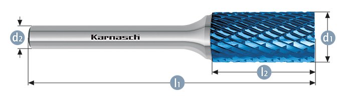 Борфреза цилиндр с гладким торцом, покрытие BLUE-TEC, арт.115001045
